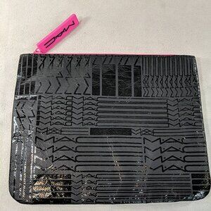 M.A.C. MAC Cosmetics Bag Black Pink Pouch 7.5" x 6" Makeup Jewelry Travel Zip